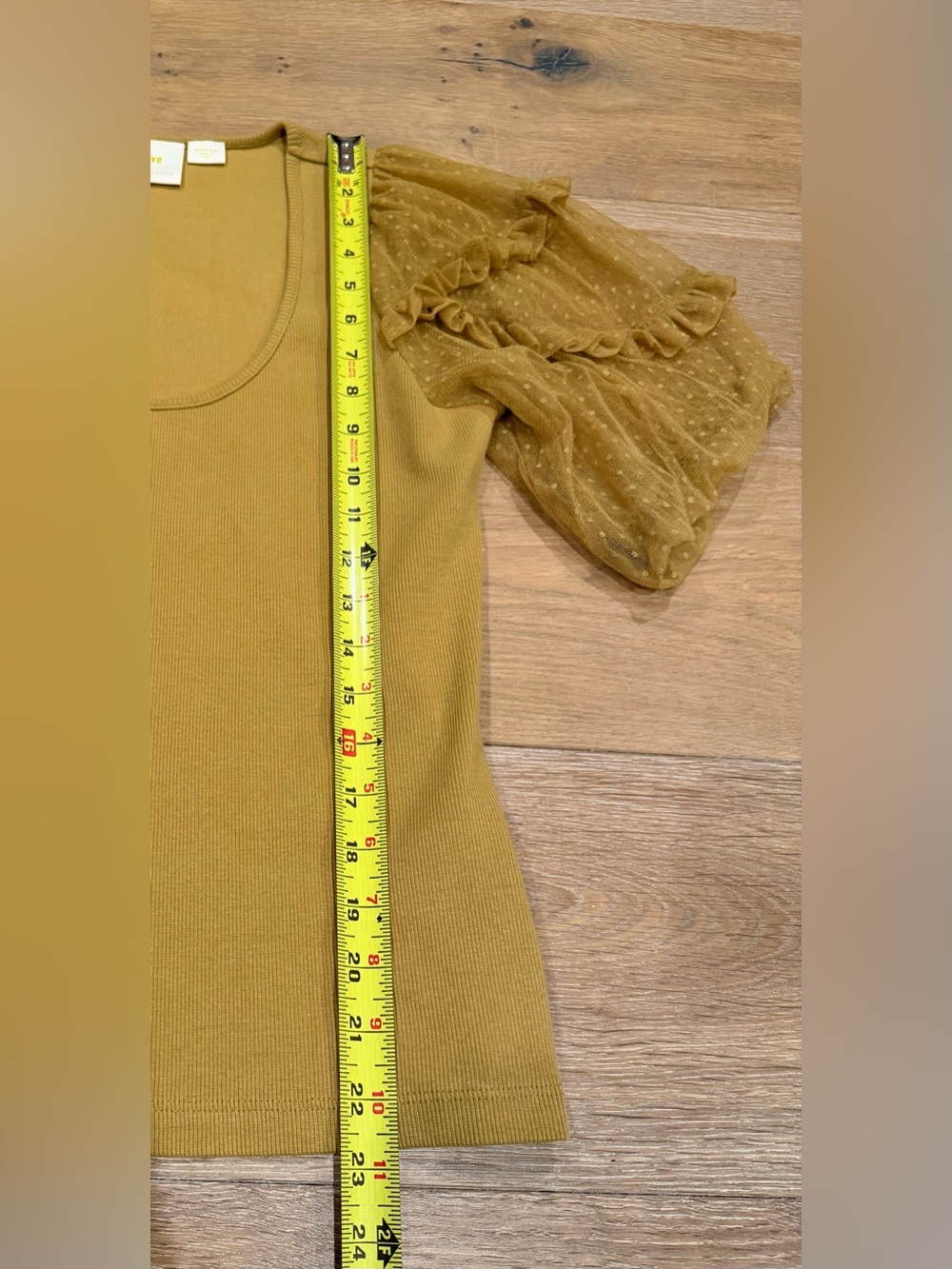 MAEVE Anthropologie Mustard Puff-Sleeve Knit Top Size M Unique! - Picture 8 of 9
